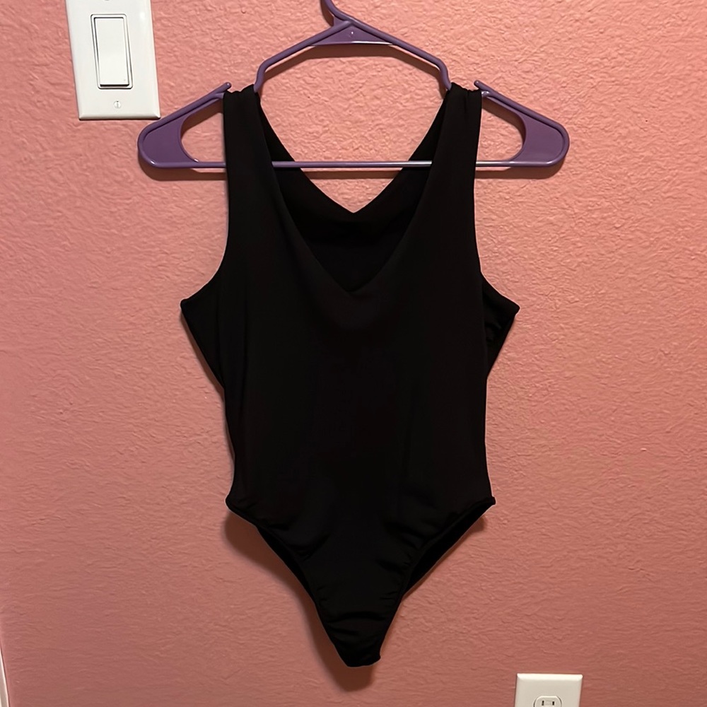 Black V-Neck Bodysuit